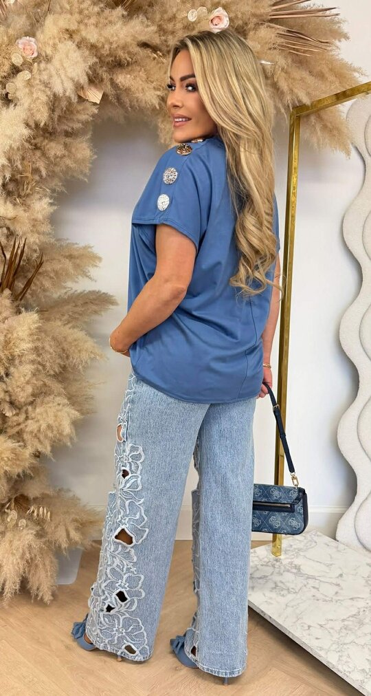 ITALY BUTTON TOP DENIMBLUE