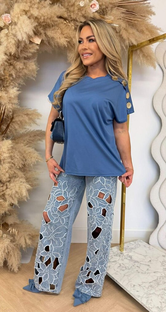 ITALY BUTTON TOP DENIMBLUE