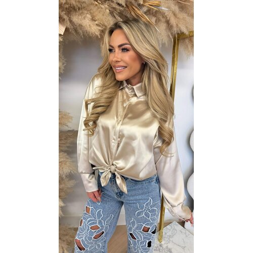 CHRISTINA SHINE KNOOP BLOUSE BEIGE