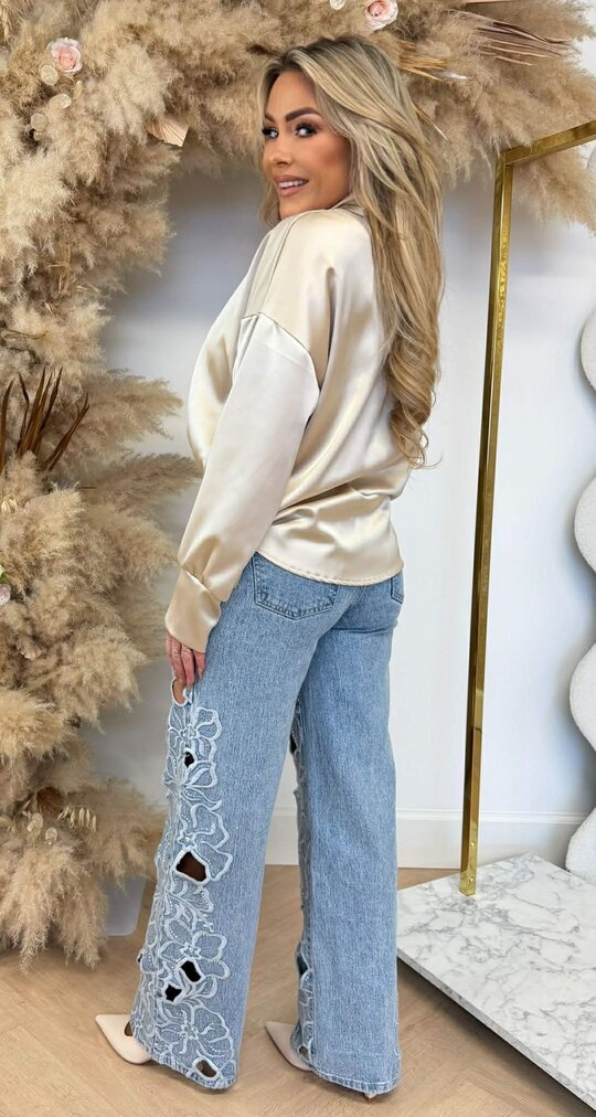 CHRISTINA SHINE KNOOP BLOUSE BEIGE