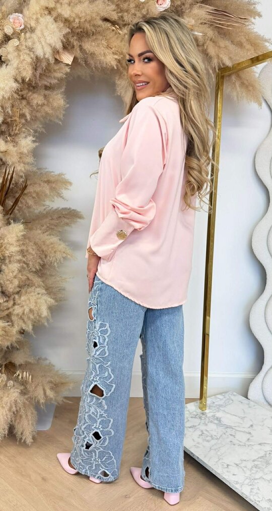 BIG BUTTON TREND BLOUSE LIGHTPINK