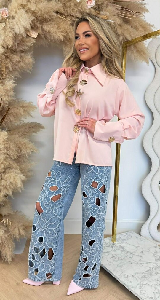 BIG BUTTON TREND BLOUSE LIGHTPINK