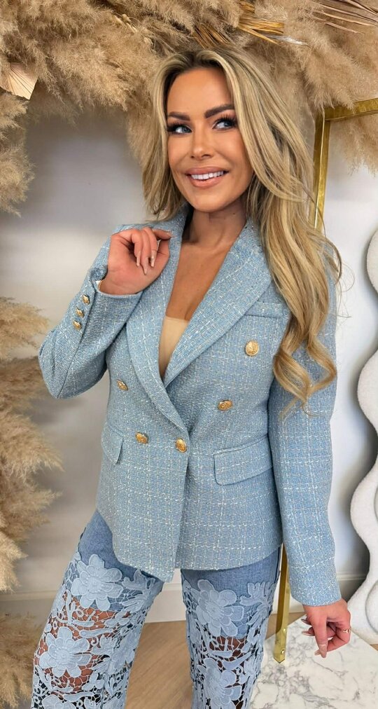 ROSALIE TWEED BLAZER ICEBLUE