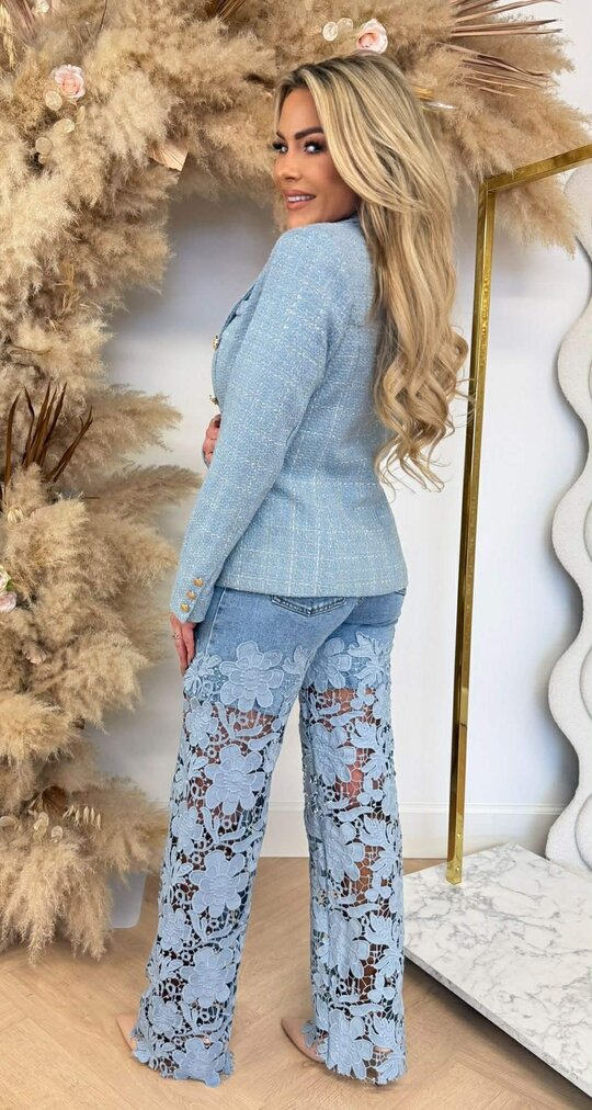 ROSALIE TWEED BLAZER ICEBLUE