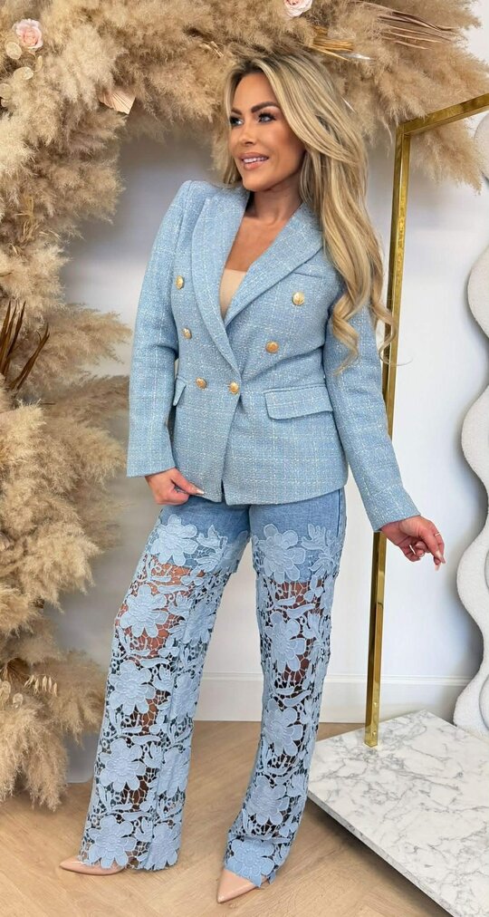 ROSALIE TWEED BLAZER ICEBLUE