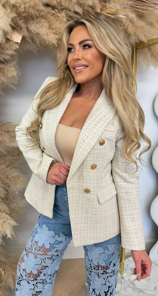 ROSALIE TWEED BLAZER BEIGE
