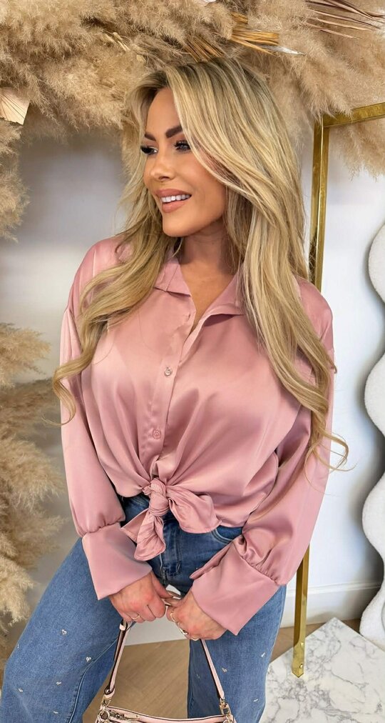 CHRISTINA SHINE KNOOP BLOUSE OLDPINK