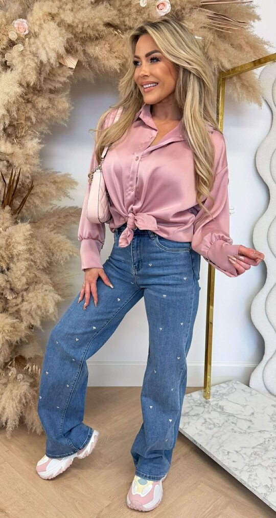 CHRISTINA SHINE KNOOP BLOUSE OLDPINK