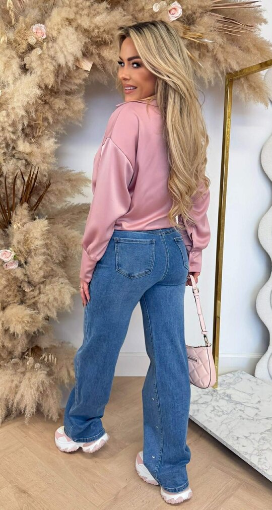 CHRISTINA SHINE KNOOP BLOUSE OLDPINK