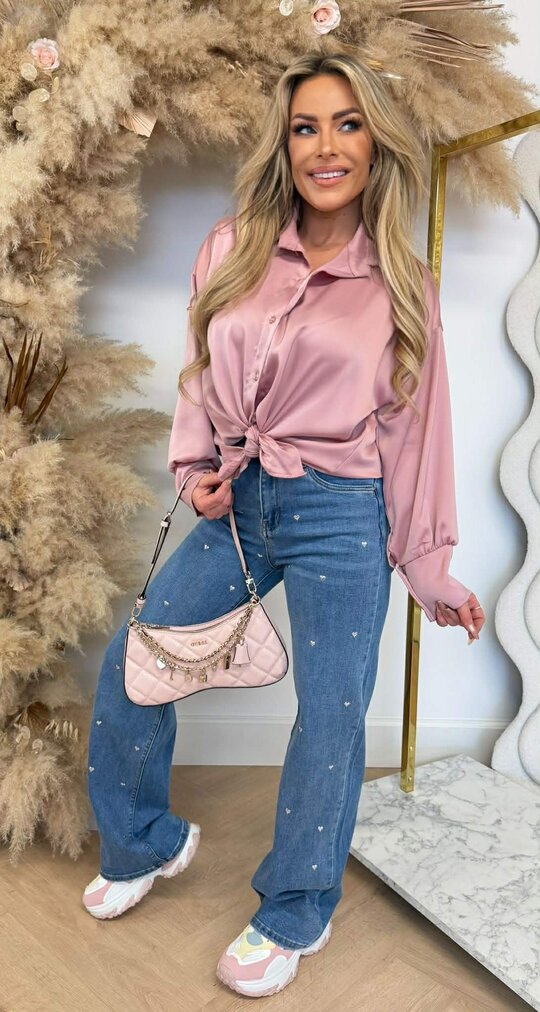 CHRISTINA SHINE KNOOP BLOUSE OLDPINK