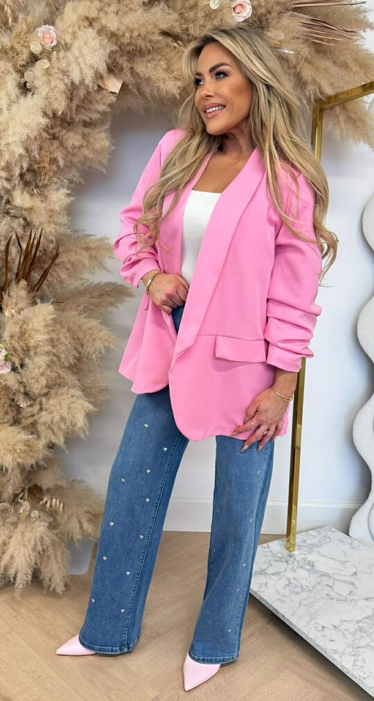 NINA OVERSIZED CROPPED MOUW BLAZER PINK NINA OVERSIZED CROPPED MOUW BLAZER PINK