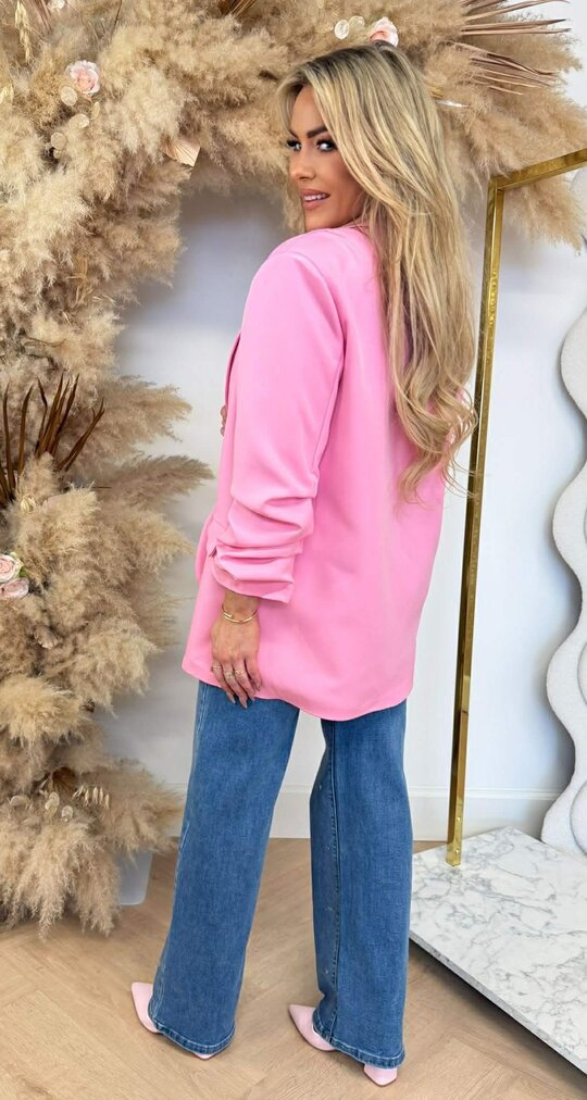 NINA OVERSIZED CROPPED MOUW BLAZER PINK NINA OVERSIZED CROPPED MOUW BLAZER PINK
