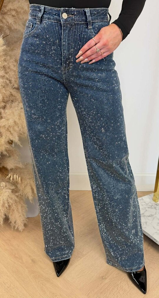 DAD FIT ALL OVER DIAMOND JEANS 6005-3 DARKBLUE