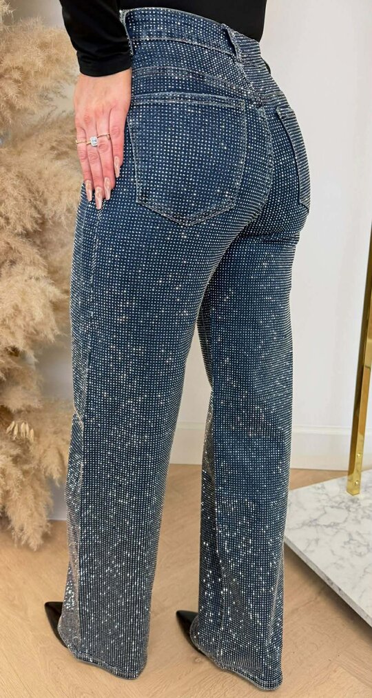 DAD FIT ALL OVER DIAMOND JEANS 6005-3 DARKBLUE