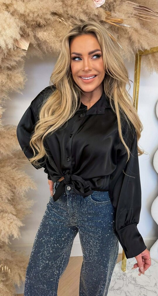 CHRISTINA SHINE KNOOP BLOUSE BLACK CHRISTINA SHINE KNOOP BLOUSE BLACK