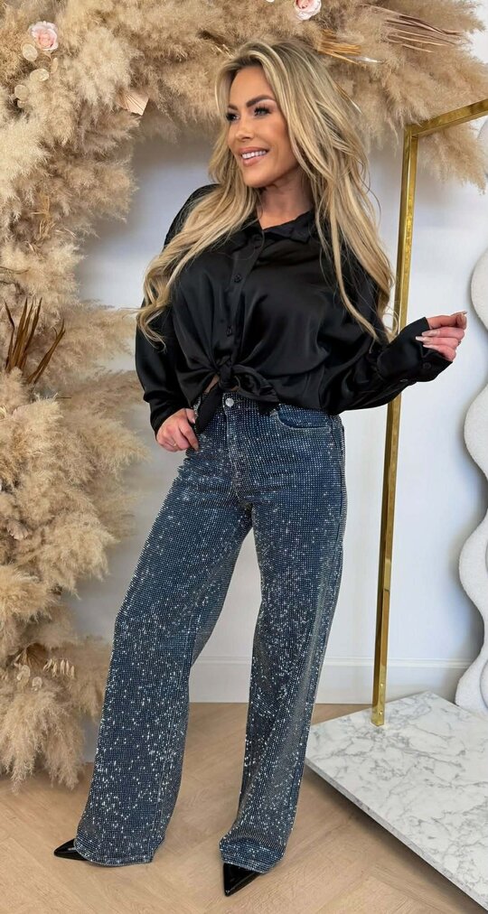 CHRISTINA SHINE KNOOP BLOUSE BLACK CHRISTINA SHINE KNOOP BLOUSE BLACK