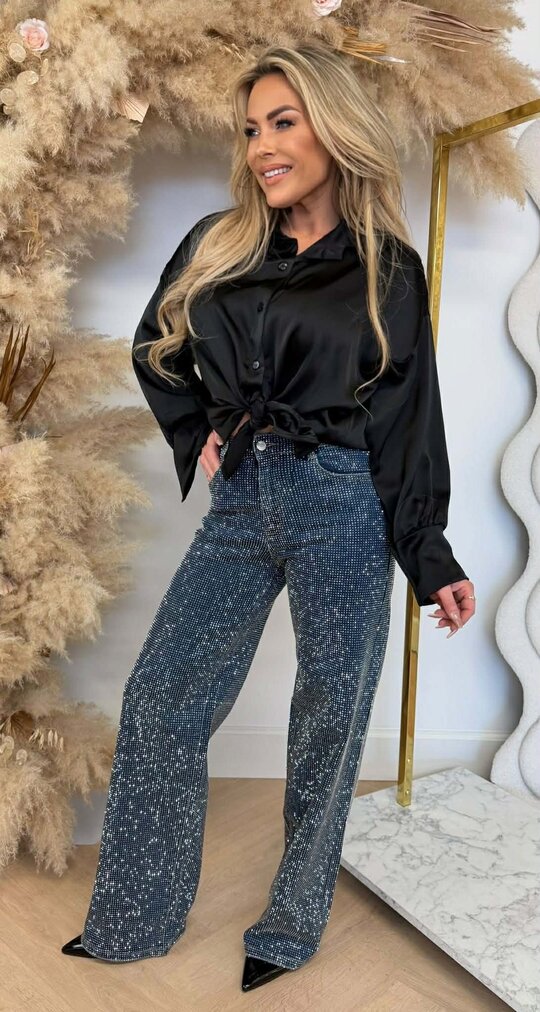 CHRISTINA SHINE KNOOP BLOUSE BLACK CHRISTINA SHINE KNOOP BLOUSE BLACK