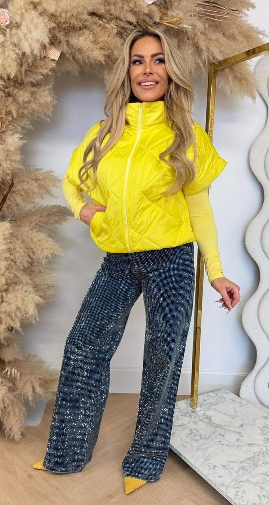 FASHION PUFFER BODYWARMER YELLOW FASHION PUFFER BODYWARMER YELLOW