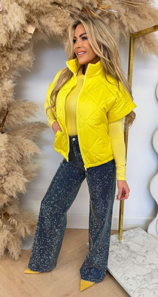 FASHION PUFFER BODYWARMER YELLOW FASHION PUFFER BODYWARMER YELLOW