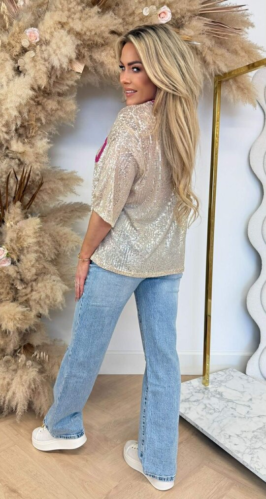 SEQUIN SOHO SHIRT PINK