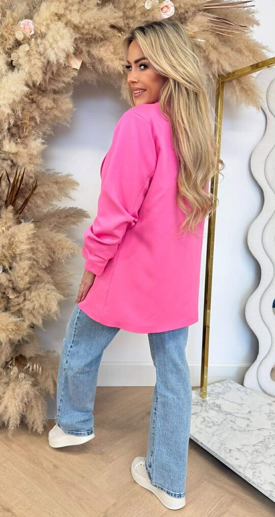 NINA OVERSIZED CROPPED MOUW BLAZER FUCHSIA