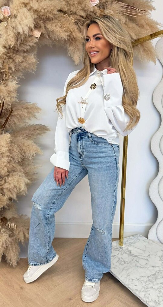 BIG BUTTON TREND BLOUSE OFFWHITE