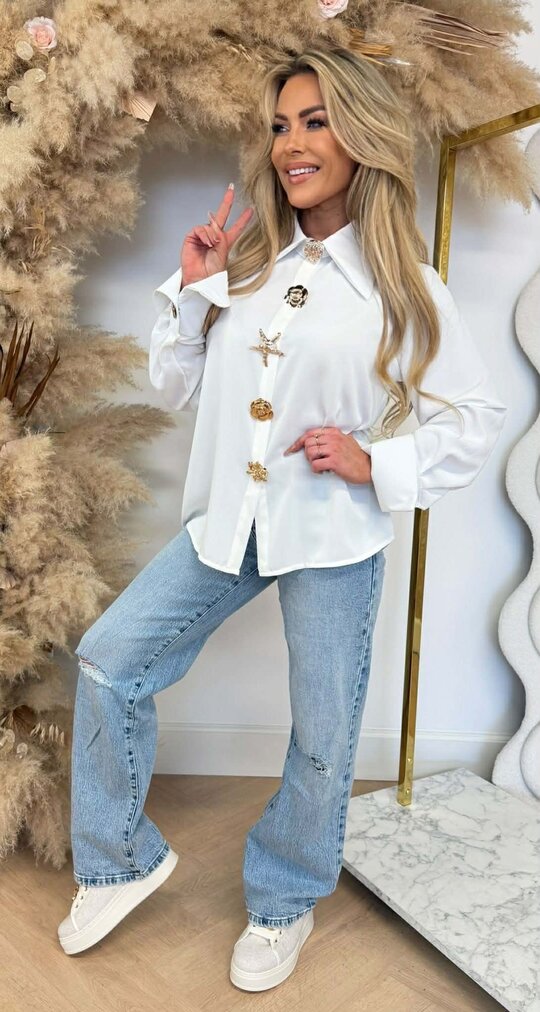 BIG BUTTON TREND BLOUSE OFFWHITE