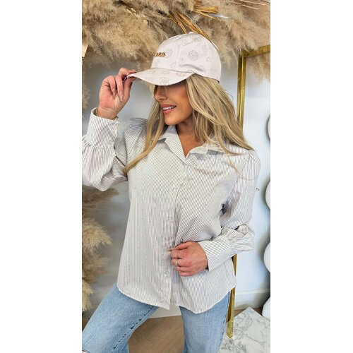 LOVELY GLITTER STRIPE BLOUSE TAUPE