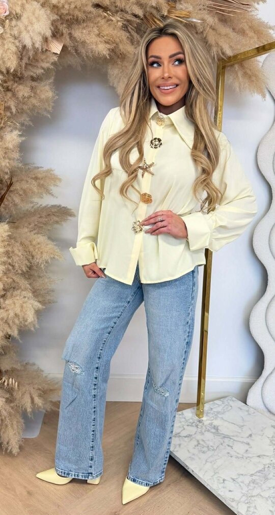 BIG BUTTON TREND BLOUSE YELLOW