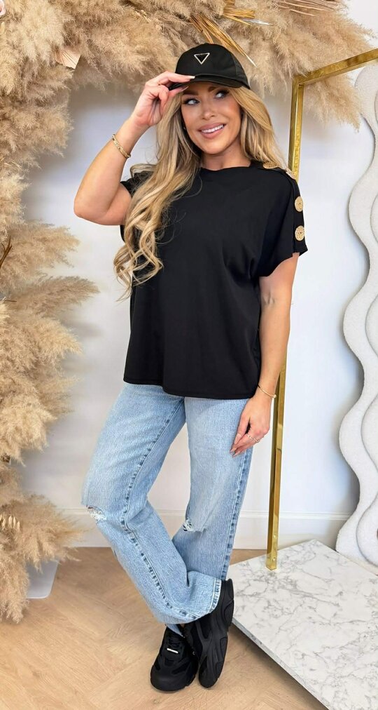 ITALY BUTTON TOP BLACK