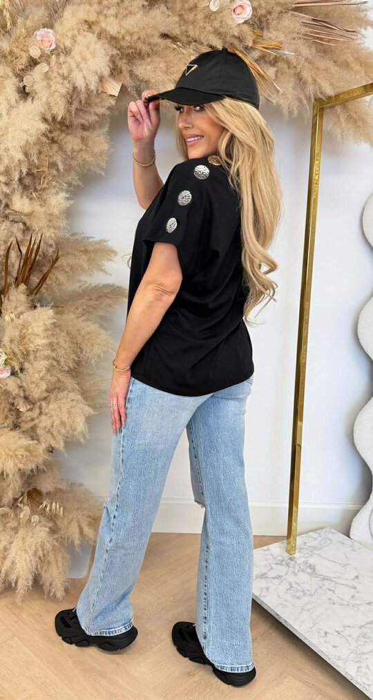 ITALY BUTTON TOP BLACK