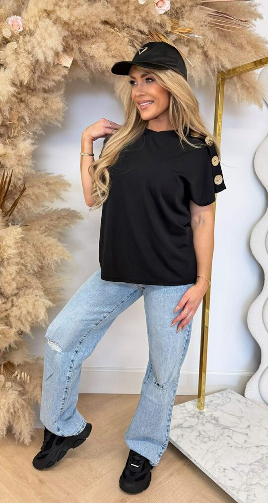 ITALY BUTTON TOP BLACK