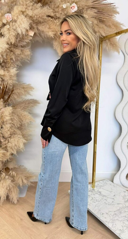 BIG BUTTON TREND BLOUSE BLACK