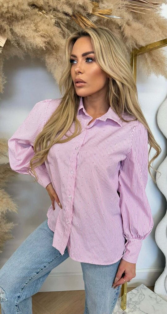 LOVELY GLITTER STRIPE BLOUSE PINK