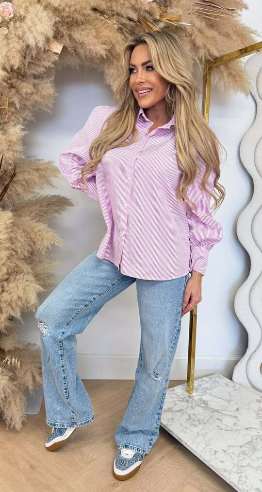 LOVELY GLITTER STRIPE BLOUSE PINK