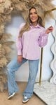 LOVELY GLITTER STRIPE BLOUSE PINK