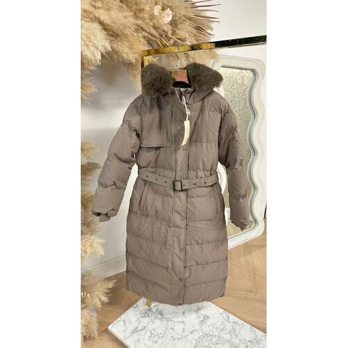 TREND BELT LONG WINTERJACKET 7523 TAUPE