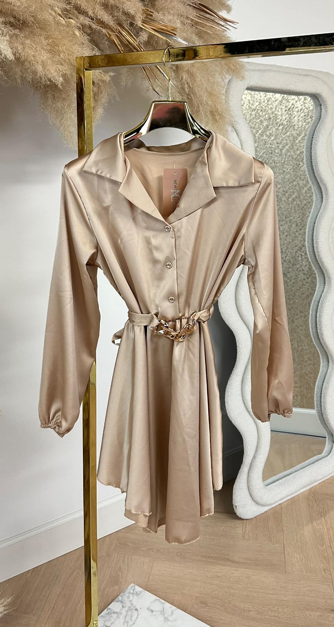 CHAIN SATIN TUNIEK CHAMPAGNE