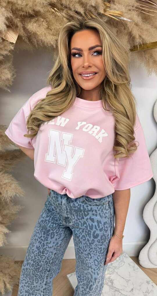 NEW YORK CROPPED SHIRT PINK NEW YORK CROPPED SHIRT PINK
