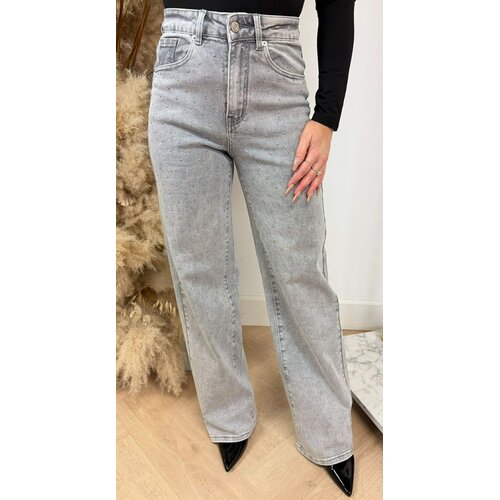 MINI STUDS STRAIGHT LEG JEANS 3368 GREY