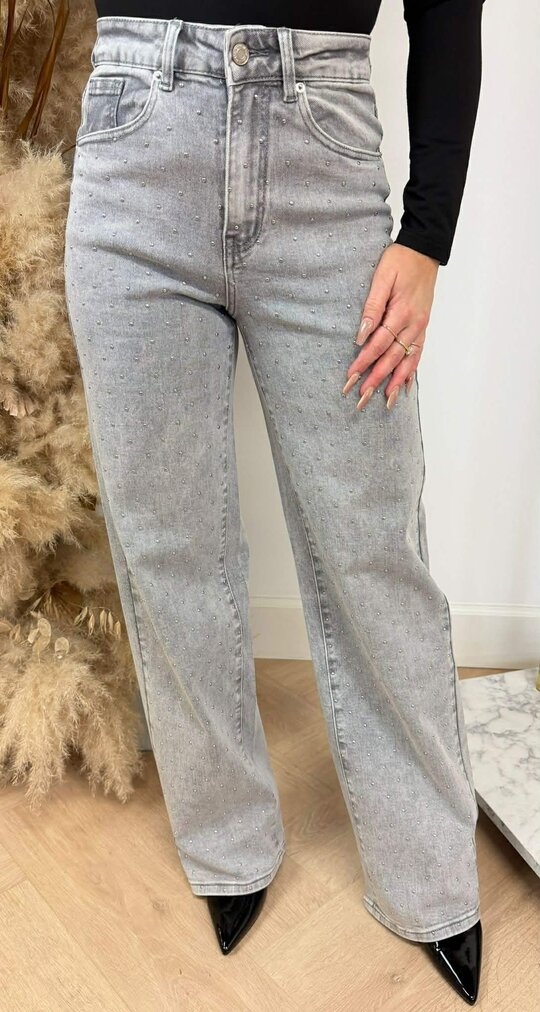 MINI STUDS STRAIGHT LEG JEANS 3368 GREY