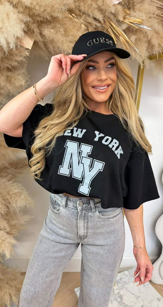 NEW YORK CROPPED SHIRT BLACK