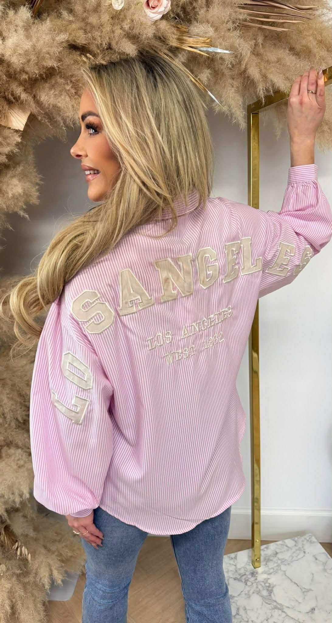 LA STRIPE BLOUSE 7472 PINK