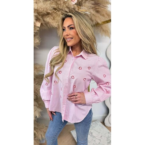 HEARTS STRIPE BLOUSE 15494 PINK