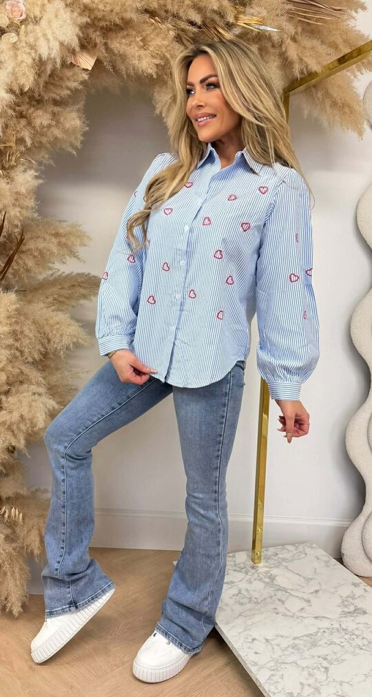 LOVE LOOK STRIPE BLOUSE 1132 BLUE/RED