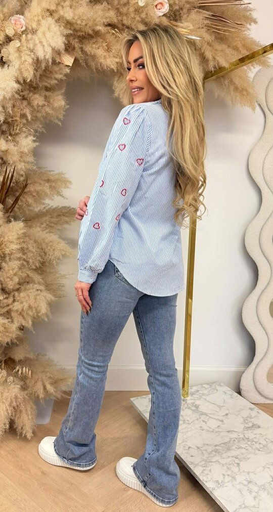 LOVE LOOK STRIPE BLOUSE 1132 BLUE/RED