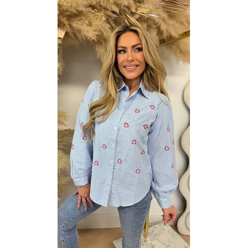 LOVE LOOK STRIPE BLOUSE 1132 BLUE/RED