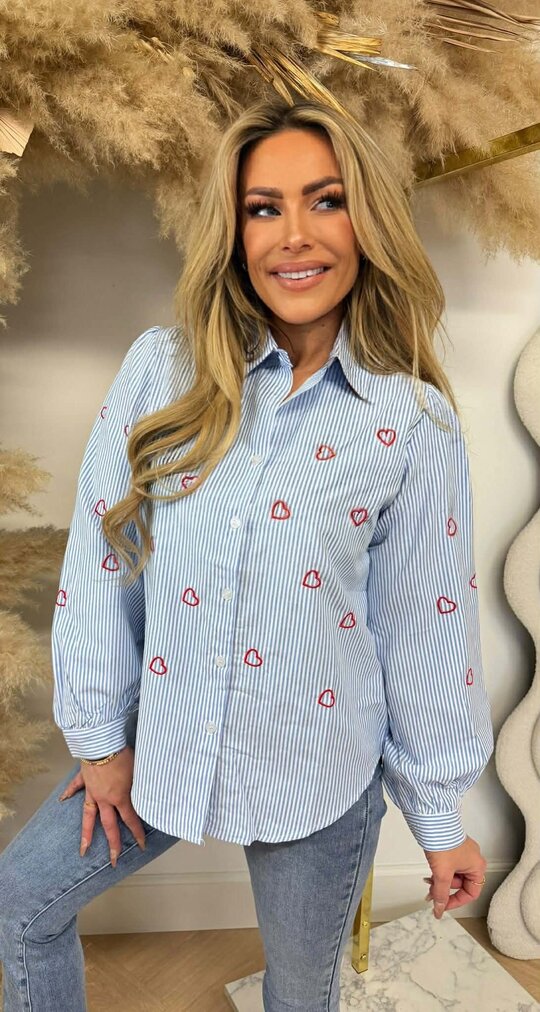 LOVE LOOK STRIPE BLOUSE 1132 BLUE/RED