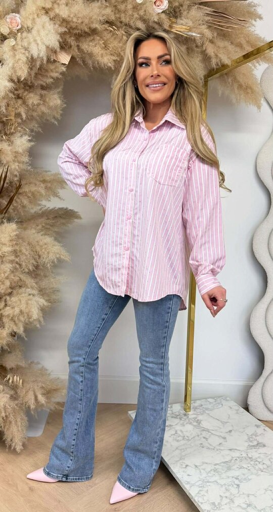 STRIPE BLOUSE 5454 PINK STRIPE BLOUSE 5454 PINK