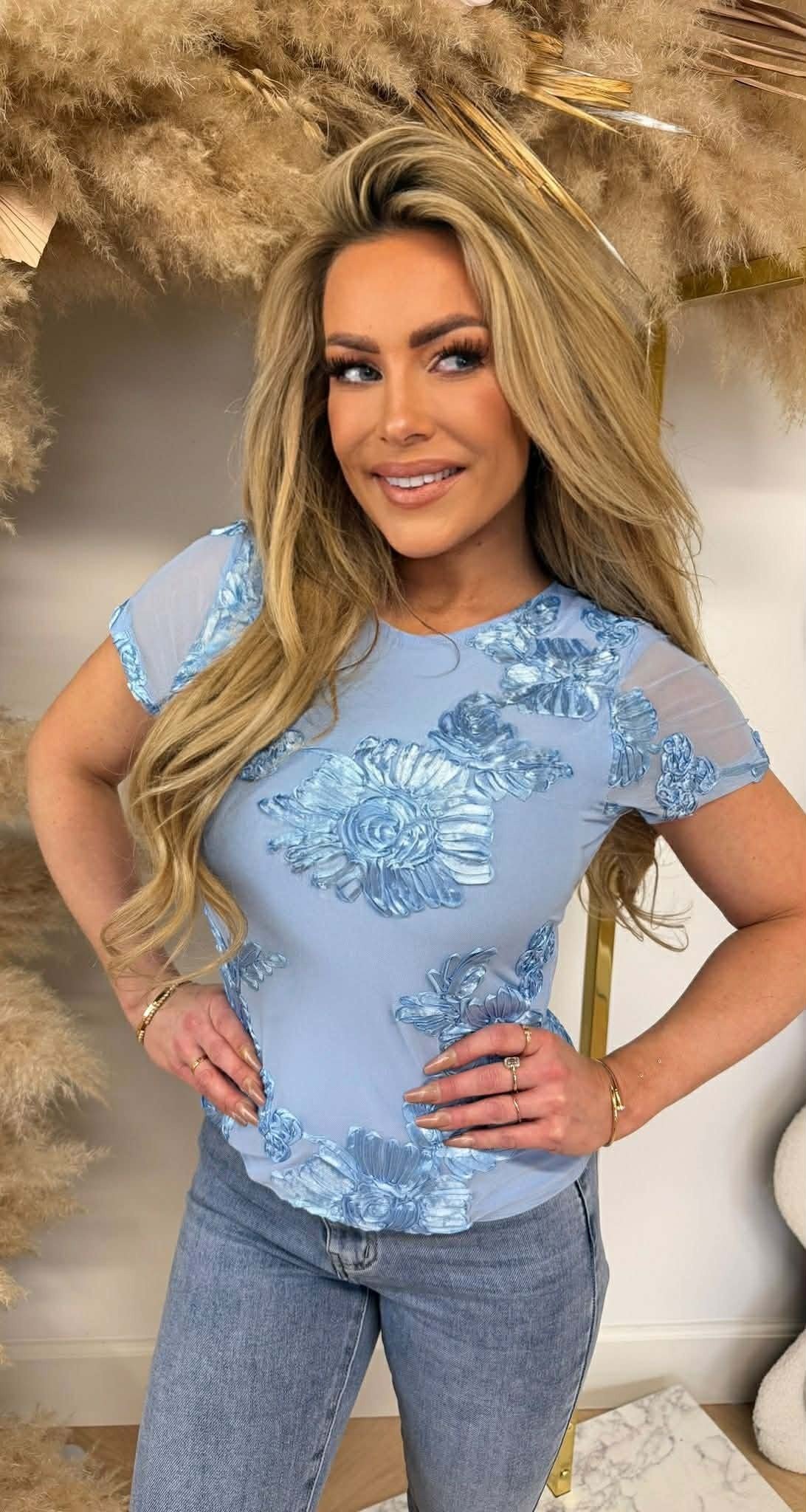 GLAM FLOWER TOP 3244 BLUE